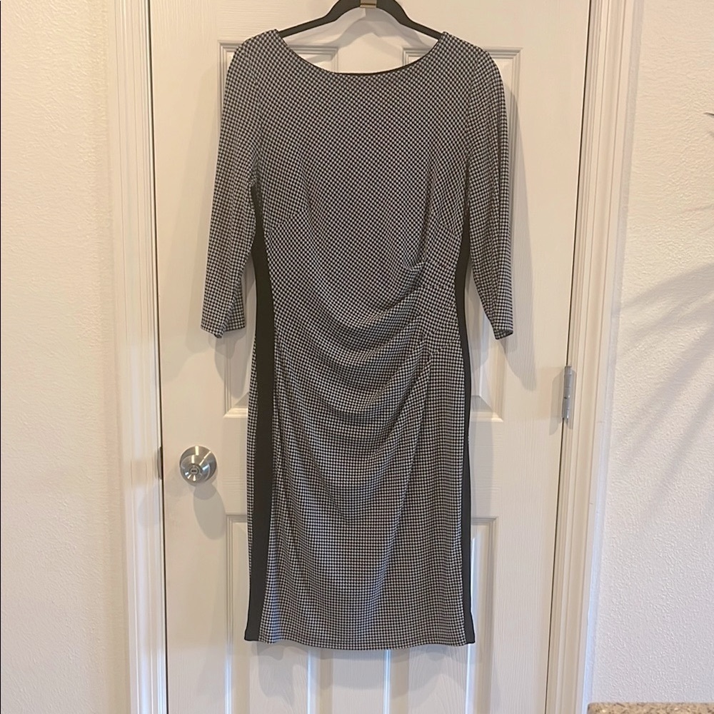 Ralph Lauren Houndstooth Ruched Sheath Dress and Black Stripe